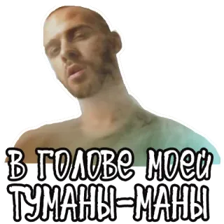 🤤 В ГОЛОВЕ МОЕЙ ТУМАНЫ-МАНЫ 남자, 러시아어, 텍스트, 밈, 문구 telegram sticker