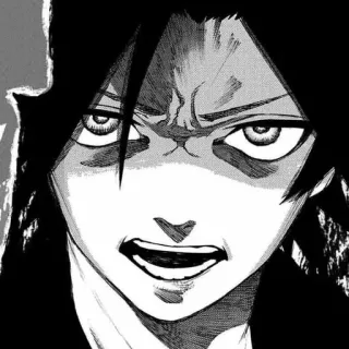 ⛓ Anime, Manga, En colère, Expression, Noir et blanc, Portrait telegram sticker