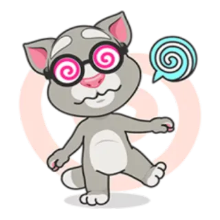 😶 Talking Tom cat, cartoon, glasses, swirl, dizzy telegram sticker