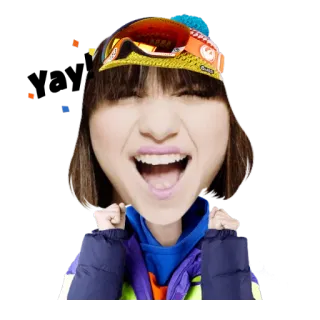 🙆 mulher, inverno, esqui, retrato, snowboard, rosto, feliz whatsapp sticker