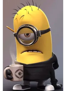 😕 Minion Despicable Me Minion, Despicable Me, Kartun, Kopi, Lelah, Mengantuk telegram sticker