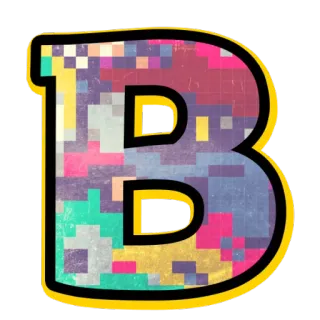 👍 字母表, 字母, B, 彩色, 像素化 telegram sticker