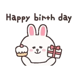 🐻 Happy birth day compleanno, coniglio, torta, regalo, felice, auguri, festa whatsapp sticker