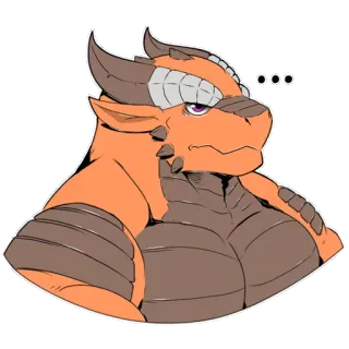 😠 ... dragon, furry, anthropomorphe, orange, reptile, dessin animé telegram sticker
