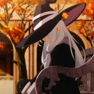 🪄 bruxa, anime, menina, chapéu, magia, outono, outono telegram sticker