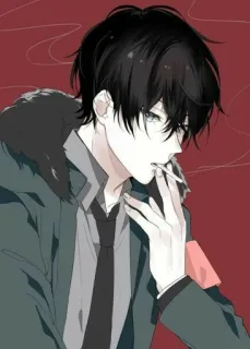 🚬 Anime, Fumo, Sigaretta, Ragazzo, Giacca, Uomo, Cartone animato telegram sticker