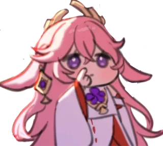 🌟 Yae Miko Genshin Impact Anime, Video game, Yae Miko, Genshin Impact, Jari tengah, Ofensif telegram sticker