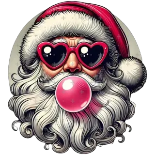 🫥 Santa Claus Santa, Christmas, heart sunglasses, bubblegum, holiday, festive, cartoon telegram sticker
