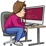 🤔 komputer, programmer, coding, wanita, berkonsentrasi telegram sticker