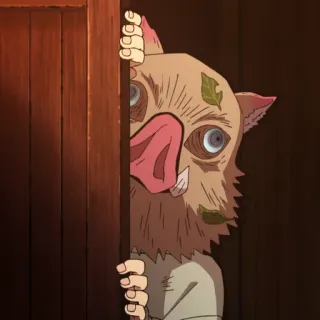 🏮 Inosuke Hashibira Demon Slayer Anime, Inosuke, Demon Slayer, Masque de sanglier, Coup d'oeil whatsapp sticker