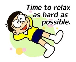 ๐ Time to relax as hard as possible. relax, cartoon, funny, chill, leisure, enjoy whatsapp sticker