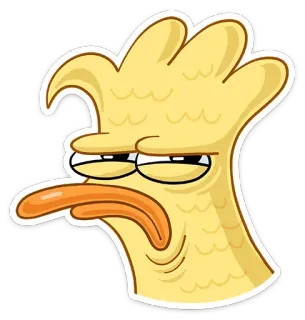 🙁 pássaro, desenho animado, engraçado, amarelo, animal, pato telegram sticker