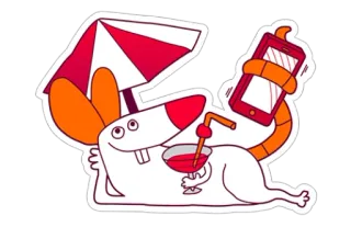🍸 rat, beach, relaxing, cocktail, phone, holiday whatsapp sticker