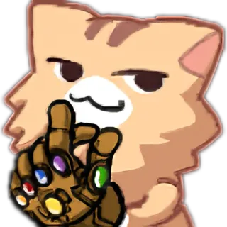 😈 кот, средний палец, оскорбительный, оскорбление, Marvel, Перчатка Бесконечности, мультфильм, стикер telegram sticker