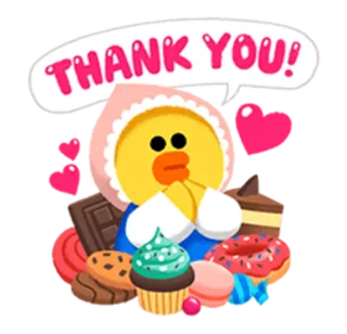 🍪 THANK YOU! merci, mignon, desserts, sucreries, dessin animé, salutation, nourriture whatsapp sticker