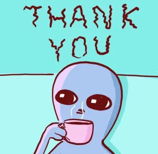 😘 THANK YOU ありがとう, エイリアン, コーヒー, かわいい telegram sticker