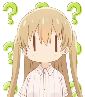 ❔ Anime, Znak zapytania, Zdezorientowany/a, Dziewczyna, Słodki/a, Chibi, Niepewny/a whatsapp sticker