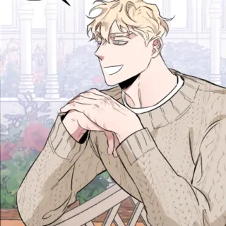 😏 anime, man, sweater, blonde, smiling telegram sticker