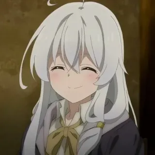 🍃 anime, girl, smiling, white hair telegram sticker
