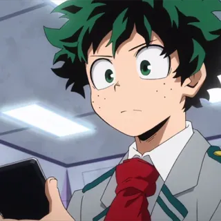 🥦 Izuku Midoriya My Hero Academia anime, character, phone, student, green hair telegram sticker