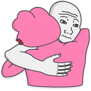🤗 Wojak Wojak, Meme, Abraço, Rosa, Triste, Sozinho telegram sticker