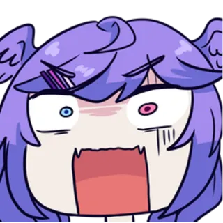 😧 Animé, Dessin animé, Expression, Choqué, Cheveux violets, Surpris, Mignon telegram sticker
