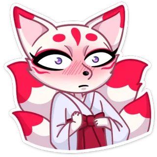 😳 cáo, anime, kawaii, sticker, dễ thương, động vật, kitsune whatsapp sticker