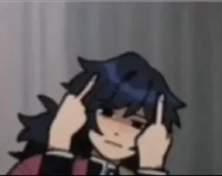 🫵 Giyu Tomioka Demon Slayer Anime, Karakter, Demon Slayer, Giyu Tomioka, Jari tengah, Gestur ofensif telegram sticker