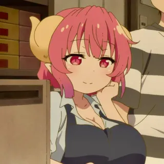 😓 Ilulu Miss Kobayashi's Dragon Maid Anime, Drache, Hörner, pinke Haare, süß telegram sticker