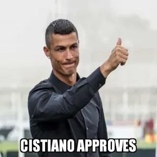 👍 Cristiano Ronaldo CISTIANO APPROVES calcio, atleta, approvazione, pollice su, football americano, meme telegram sticker