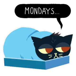 💤 Mae Borowski Night in the Woods MONDAYS... кот, понедельник, усталый, Night in the Woods, Мэй Боровски, стикер telegram sticker