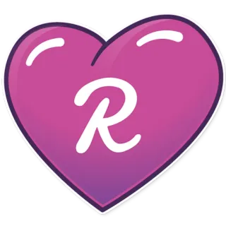 ❤️ R Letra R, Inicial R, Formato de coração, Coração rosa, Adesivo de letra, Adesivo de coração, Logo R telegram sticker