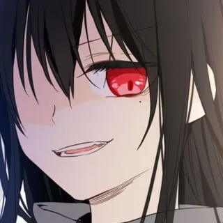 🇹🇹 アニメ, 漫画, 赤い目, 黒髪, 女の子, 女性 telegram sticker