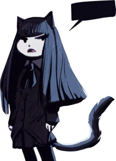 😒 chica gato, anime, manga, dibujos animados, personaje, ilustración, pelo negro whatsapp sticker