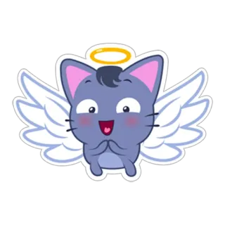 🤗 Katze, Engel, süß, kawaii, Aufkleber, Flügel, Halo whatsapp sticker