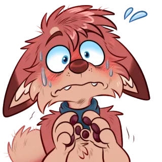 😳 Dessin animé, Furry, Embarrassé, Nerveux, Mignon telegram sticker