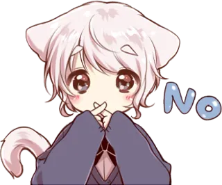👎 No Anime, Katze, Ablehnung, Nein telegram sticker