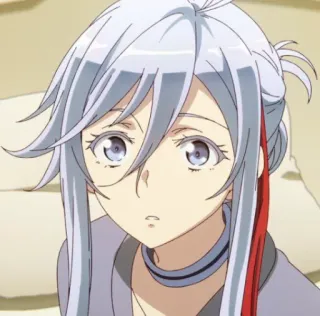 😶 Anime, Cartoon, Frau, Mädchen, graue Haare, weiblich whatsapp sticker