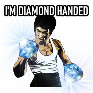 🗣 Bruce Lee I'M DIAMOND HANDED Diamant Hände, Aktienmarkt, Investieren, Bruce Lee, Meme telegram sticker