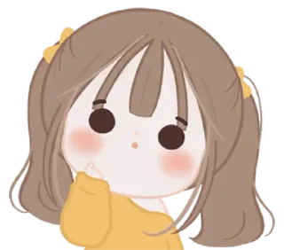 🤔 Dessin animé, Mignon, Fille, Autocollant, Illustration whatsapp sticker