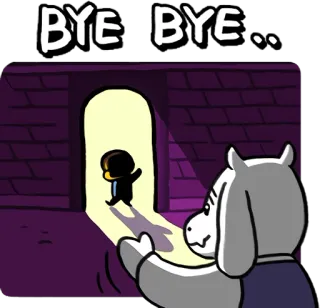👋 BYE BYE dessin animé, adieu, départ, porte, monstre telegram sticker