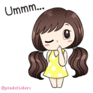 🤔 Ummm... cartoon, girl, cute, umm, thinking telegram sticker