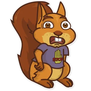 😲 STOP squirrel, animal, cartoon, stop, hand, warning telegram sticker