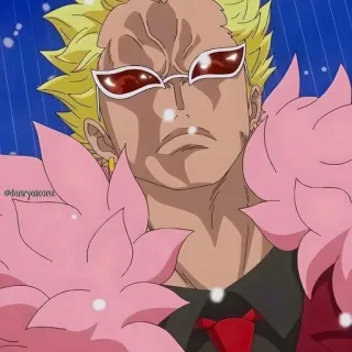 🦩 Donquixote Doflamingo One Piece อนิเมะ, โดฟลามิงโก้, วันพีซ, ตัวร้าย, สีชมพู, แว่นกันแดด telegram sticker