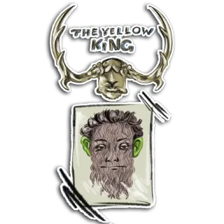 🤡 THE YELLOW KING ราชาสีเหลือง, แฟนตาซี, ภาพเหมือน, ศิลปะ, เขา, สัตว์ประหลาด telegram sticker