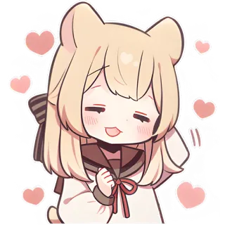 ☺️ 애니메이션, 카와이, 귀여운, 곰, 소녀, 하트, 만화 telegram sticker