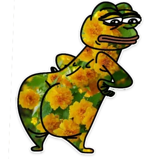 😞 Pepe the Frog Pepe de Kikker, Meme, Internetmeme, Kikker, Humor, grappig, Bloemen, Cartoon telegram sticker