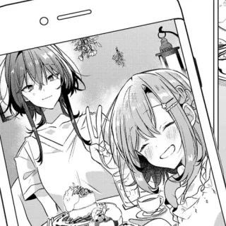 🎤 anime, manga, girls, peace sign, selfie, friendship whatsapp sticker
