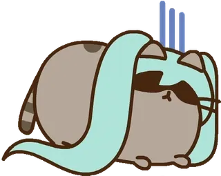 😵 Hatsune Miku kot, Pusheen, Hatsune Miku, Vocaloid, anime, manga whatsapp sticker