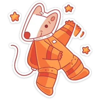 👋 Tier, Astronaut, Weltraum, Sterne, Cartoon, süß, Maus telegram sticker